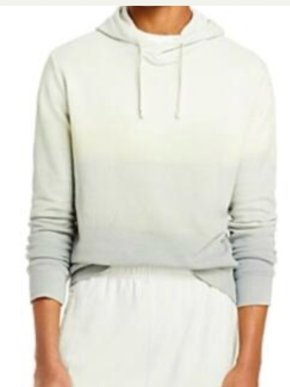 Monrow Ombre Pullover Hoodie light olive to gray gradient effect. Size Medium